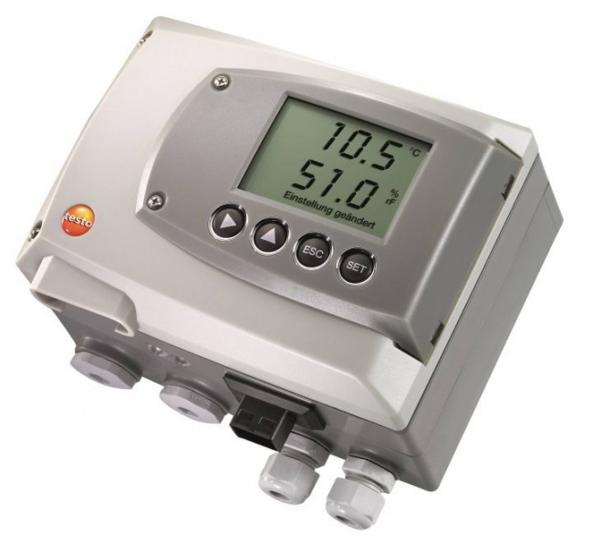 testo 6651, трансмиттер температуры/влажности для критических условий окружающей среды, с возможностью выбора сигнальных аналоговых выходов, опциональным дисплеем, опциональным Ethernet-модулем и опциональным реле - фото