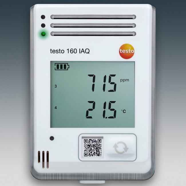testo 160 IAQ - testo 160 IAQ – WiFi-логгер данных с дисплеем и встроенными сенсорами температуры, влажности, CO2 и атмосферного давления