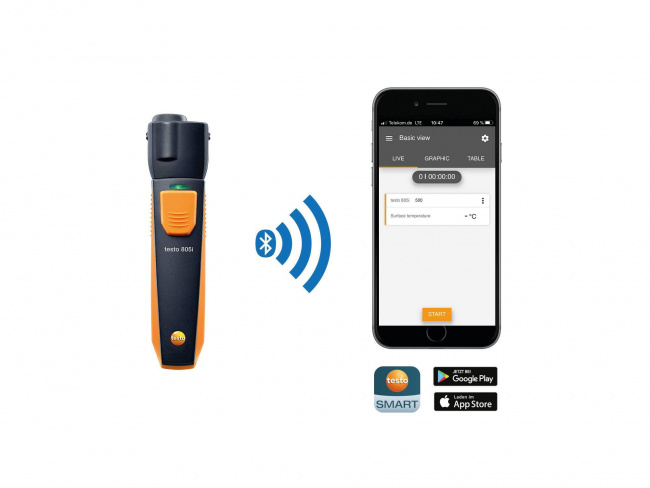 Смарт-зонд testo 805 i - ИК-термометр с Bluetooth, управляемый со смартфона/планшета - фото3